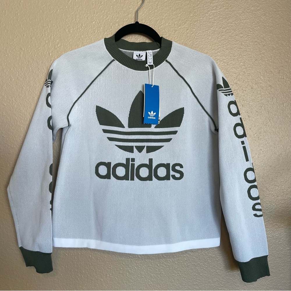 Brand new with tags adidas originals dark green and white sweater